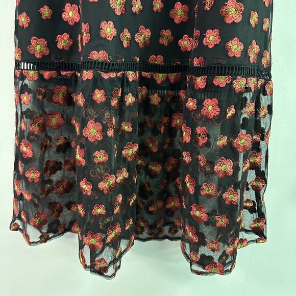 Jack by BB Dakota Magic Hour Black Embroidered Midi Dress Size 8 - Picture 10 of 13